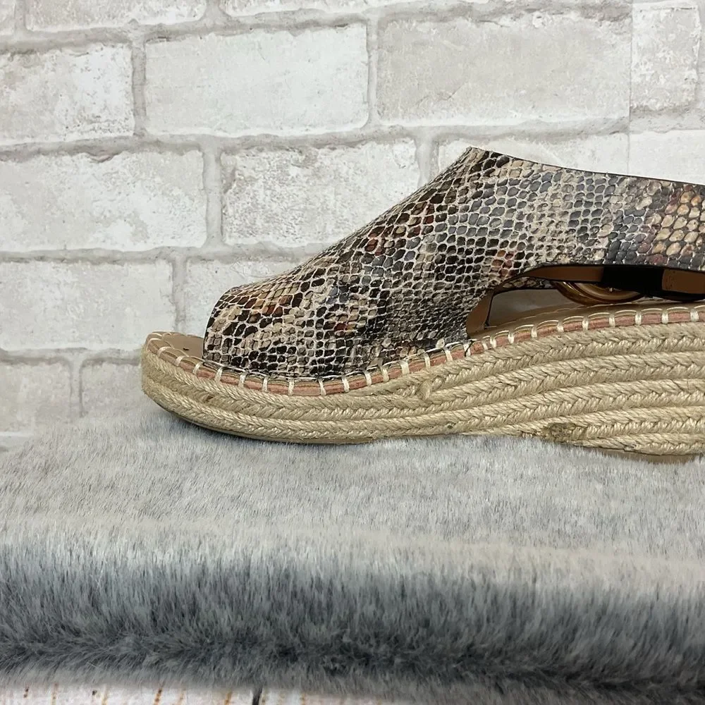 Catherine Malandrino Cirkly Espadrille Snakeskin Print Wedge Sandals Size 8